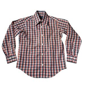 Brooks Brothers Boys Size XS Red and Blue Plaid Long Sleeve Button Down Shirt